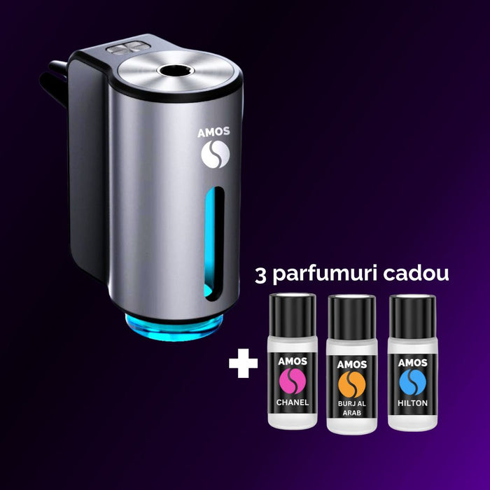 PACHET Difuzor AMOS mini gri deschis + 3 parfumuri CADOU