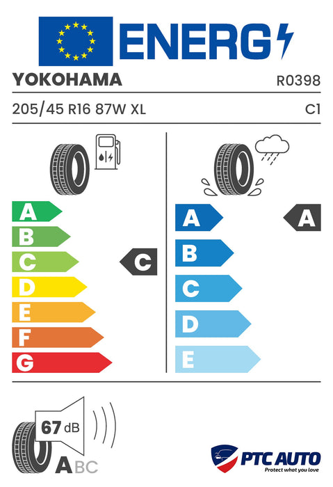 YOKOHAMA 205/45 R16 87W XL RPB ADVAN FLEVA V701 (C-A-A[67])(Turisme vara)
