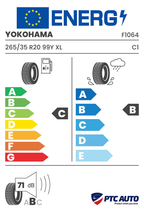 YOKOHAMA 265/35 R20 99Y XL RPB ADVAN SPORT V103 AO (C-B-B[71])(Turisme vara)