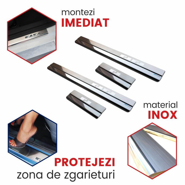 Protectii inox praguri usi Skoda Octavia II, caroserie Combi, fabricatie 2004 - 04.2013 - 2
