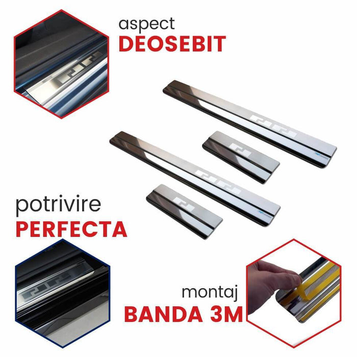 Protectii inox praguri usi Volkswagen Passat B5, caroserie Sedan, fabricatie 10.1996 - 2005 - 3